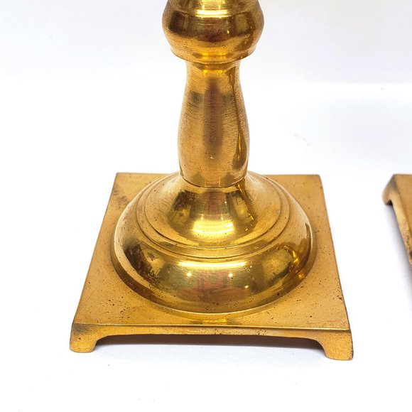 Pair of Vintage Brass Candle Sticks Taper Holders 5" Tall Lot Set Made in Taiwan - Picture 8 of 8